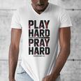 Play Hard Pray Hard Youth Boy Christian Baseball Jesus Men's V-Neck T-Shirt