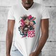 Punk Girl With Anger Kanji And Baseball Bat Men's V-Neck T-Shirt