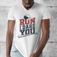 Run I Dare You Baseball Catcher Player Fan Men's V-Neck T-Shirt Run I Dare You Baseball Catcher Player Fan Men's V-Neck T-Shirt