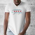 Sweet Vintage Retro Chicago City Flag Bear Print Raglan Baseball Tee Men's V-Neck T-Shirt