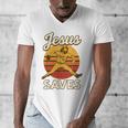 Youth Boy Baseball Jesus Saves Christian Baseball Religious Men's V-Neck T-Shirt