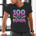 100 Days Of School Baseball Dripping Ice Cream 100th Day Men's V-Neck T-Shirt 100 Days Of School Baseball Dripping Ice Cream 100th Day Men's V-Neck T-Shirt