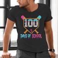 100 Days Of School Baseball Ice Cream Drip 100th Day School Men's V-Neck T-Shirt 100 Days Of School Baseball Ice Cream Drip 100th Day School Men's V-Neck T-Shirt