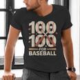100 Days Of School Baseball Love Valentine’s Day Men Women Men's V-Neck T-Shirt