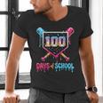 100 Days Of School Ice Cream Drip Baseball 100 Days Smarter Men's V-Neck T-Shirt 100 Days Of School Ice Cream Drip Baseball 100 Days Smarter Men's V-Neck T-Shirt