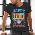 100 Days Of School Kids Baseball Drip 100th Day Of School Men's V-Neck T-Shirt 100 Days Of School Kids Baseball Drip 100th Day Of School Men's V-Neck T-Shirt
