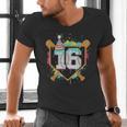 16th Birthday Baseball Drip Number 16 Year Old Birthday Boy Men's V-Neck T-Shirt 16th Birthday Baseball Drip Number 16 Year Old Birthday Boy Men's V-Neck T-Shirt