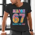 6 7 Mason Baseball Drip Number 67 Player Or 67th Birthday Men's V-Neck T-Shirt 6 7 Mason Baseball Drip Number 67 Player Or 67th Birthday Men's V-Neck T-Shirt