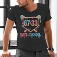 67 33 Days Of School Baseball Drip 100 Days Of School Men's V-Neck T-Shirt