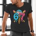 67 Baseball Ice Cream Drip Player Men's V-Neck T-Shirt