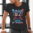 67 Days Of School 67th Day Baseball Meme Men Boys Kids Men's V-Neck T-Shirt
