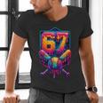 67 Meme Trendy Baseball Number 67 Player Six Seven Men's V-Neck T-Shirt 67 Meme Trendy Baseball Number 67 Player Six Seven Men's V-Neck T-Shirt