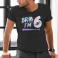 6th Birthday Boy Bro I'm 6 Year Old Baseball Ice Cream Drip Men's V-Neck T-Shirt 6th Birthday Boy Bro I'm 6 Year Old Baseball Ice Cream Drip Men's V-Neck T-Shirt