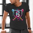 6th Birthday Boys Baseball Ice Cream Drip Boys Baseball Men's V-Neck T-Shirt 6th Birthday Boys Baseball Ice Cream Drip Boys Baseball Men's V-Neck T-Shirt