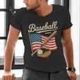 American Flag Baseball Player Bat Fan Catcher Pitcher USA Men's V-Neck T-Shirt American Flag Baseball Player Bat Fan Catcher Pitcher USA Men's V-Neck T-Shirt