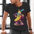 Banana With Baseball Bat Street Baseball Drip Men's V-Neck T-Shirt Banana With Baseball Bat Street Baseball Drip Men's V-Neck T-Shirt