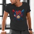 Baseball 10 Year Old Splash Drip 10th Birthday Boy Number 10 Men's V-Neck T-Shirt Baseball 10 Year Old Splash Drip 10th Birthday Boy Number 10 Men's V-Neck T-Shirt