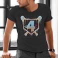 Baseball 4 Year Old Ice Cream Drip 4th Birthday Boy Number 4 Men's V-Neck T-Shirt Baseball 4 Year Old Ice Cream Drip 4th Birthday Boy Number 4 Men's V-Neck T-Shirt