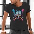 Baseball 45 Year Old Ice Cream Drip 45th Birthday Number 45 Men's V-Neck T-Shirt Baseball 45 Year Old Ice Cream Drip 45th Birthday Number 45 Men's V-Neck T-Shirt