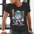 Baseball Character Cartoon Batter Drip Style Women Men Men's V-Neck T-Shirt Baseball Character Cartoon Batter Drip Style Women Men Men's V-Neck T-Shirt