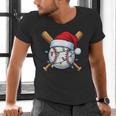 Baseball Christmas Lights Santa Christmas Baseball Player Men's V-Neck T-Shirt Baseball Christmas Lights Santa Christmas Baseball Player Men's V-Neck T-Shirt