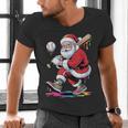 Baseball Christmas Santa Claus Batter Baseball Drip Men's V-Neck T-Shirt Baseball Christmas Santa Claus Batter Baseball Drip Men's V-Neck T-Shirt