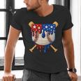 Baseball Drip American Flag Home Plate 4th Of July Patriotic Men's V-Neck T-Shirt