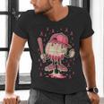 Baseball Drip Ice Cream Breast Cancer Awareness Boys & Girls Men's V-Neck T-Shirt