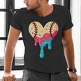 Baseball Drip Melting Ice Cream Baseball Heart Boys Girls Men's V-Neck T-Shirt