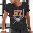 Baseball Drip Number 67 Fun Six Seven 6 7 Meme Men's V-Neck T-Shirt Baseball Drip Number 67 Fun Six Seven 6 7 Meme Men's V-Neck T-Shirt