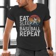 Baseball Fan Vintage Retro Eat Sleep Baseball Repeat Men's V-Neck T-Shirt Baseball Fan Vintage Retro Eat Sleep Baseball Repeat Men's V-Neck T-Shirt