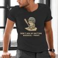 Baseball Frog Saying Batting Retro Artwork Men's V-Neck T-Shirt Baseball Frog Saying Batting Retro Artwork Men's V-Neck T-Shirt