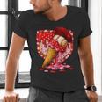 Baseball Heart Valentine Baseball Ice Cream Drip Boys Girls Men's V-Neck T-Shirt