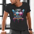 Baseball Ice Cream Drip I Hit 100 Days Of School Boys Kids Men's V-Neck T-Shirt