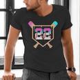 Baseball Ice Cream Drip Number 22 Player 22nd Birthday Men's V-Neck T-Shirt Baseball Ice Cream Drip Number 22 Player 22nd Birthday Men's V-Neck T-Shirt