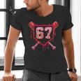 Baseball Ice Cream Drip Number 67 Meme Valentine Couple Love Men's V-Neck T-Shirt