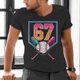 Baseball Ice Cream Drip Number 67 Player 67th Birthday Men Men's V-Neck T-Shirt