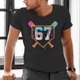 Baseball Ice Cream Drip Number 67 Player Six Seven Meme 6 7 Men's V-Neck T-Shirt Baseball Ice Cream Drip Number 67 Player Six Seven Meme 6 7 Men's V-Neck T-Shirt