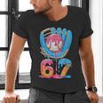 Baseball Ice Cream Drip Six Seven Gen Alpha Slang Meme 67 Men's V-Neck T-Shirt