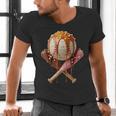 Baseball Ice Cream Drip Style Melting Ice Cream Youth Teen Men's V-Neck T-Shirt