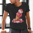 Baseball Ice Cream Drip Youth Strawberry Baseball Red Men's V-Neck T-Shirt Baseball Ice Cream Drip Youth Strawberry Baseball Red Men's V-Neck T-Shirt