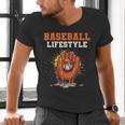 Baseball Lifestyle Ice Cream Drip Baseball Glove Crossed Bat Men's V-Neck T-Shirt Baseball Lifestyle Ice Cream Drip Baseball Glove Crossed Bat Men's V-Neck T-Shirt