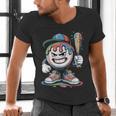 Baseball Mascot Attitude Graffiti Splash Bat Cap Men's V-Neck T-Shirt Baseball Mascot Attitude Graffiti Splash Bat Cap Men's V-Neck T-Shirt