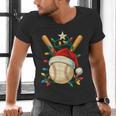Baseball Santa Christmas Ball Baseball Lover Player Boys Men's V-Neck T-Shirt Baseball Santa Christmas Ball Baseball Lover Player Boys Men's V-Neck T-Shirt