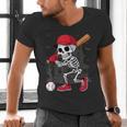 Baseball Skeleton Halloween Playing Men's V-Neck T-Shirt Baseball Skeleton Halloween Playing Men's V-Neck T-Shirt