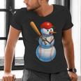 Baseball Snowman Merry Christmas Xmas Pajamas Men Women Kids Men's V-Neck T-Shirt Baseball Snowman Merry Christmas Xmas Pajamas Men Women Kids Men's V-Neck T-Shirt