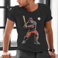 Bigfoot Playing Baseball Boys Kids Men Baseball Player Men's V-Neck T-Shirt Bigfoot Playing Baseball Boys Kids Men Baseball Player Men's V-Neck T-Shirt