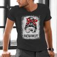 Bleached Memaw Life Soccer Messy Bun Baseball Game Day Men's V-Neck T-Shirt
