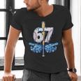 Blue Camo Baseball 67 Six Seven Camo Ice Cream Drip Boy Teen Men's V-Neck T-Shirt