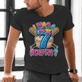 Blue Checkered I Was 6 Now I'm 7 Birthday Cake Baseball Drip Men's V-Neck T-Shirt Blue Checkered I Was 6 Now I'm 7 Birthday Cake Baseball Drip Men's V-Neck T-Shirt